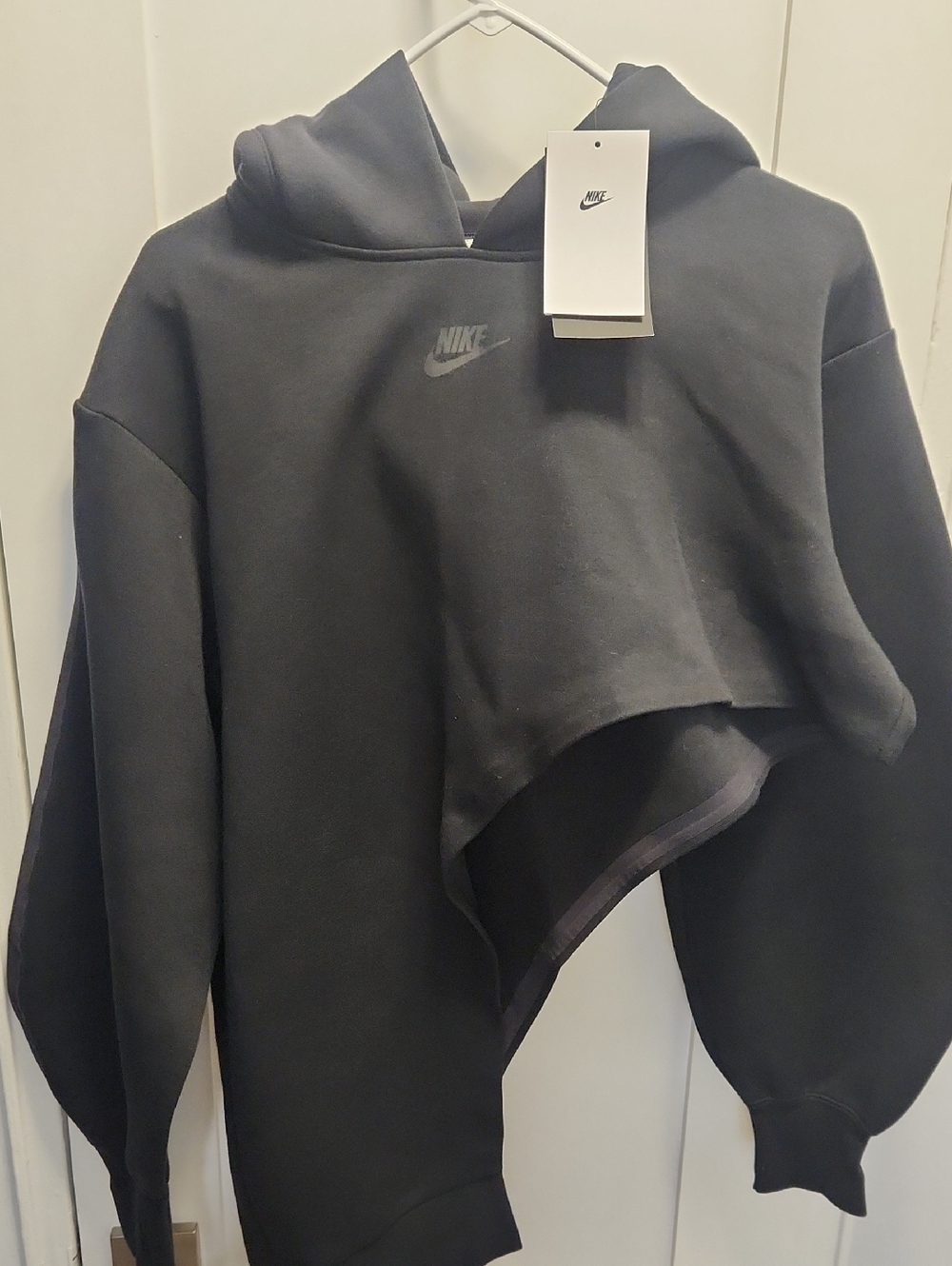 Nike Black Asymmetric Cropped Hoodie